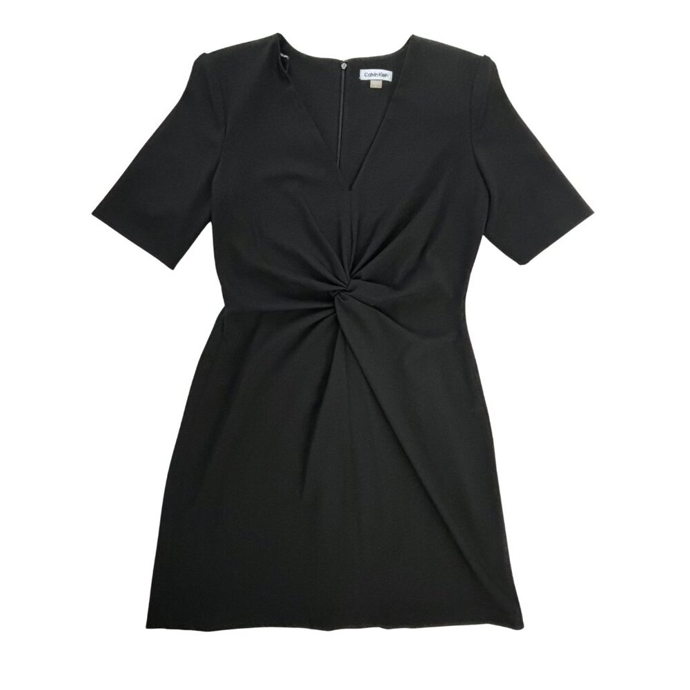 NWT Calvin Klein Women's Black Knot-Front Scuba Sheath Dress Size 12